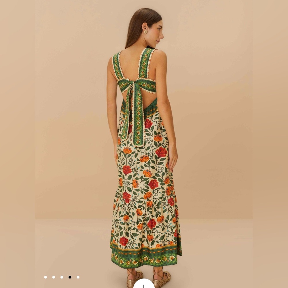 FARM Rio Sand Garden Tapestry Back Bow Maxi Dress, NWT 🇧🇷 - Picture 4 of 16